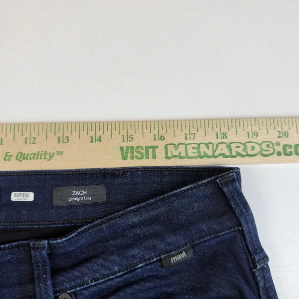 Mavi Zach Straight Leg Jeans Men’s 37W 28.5L Stretch Cotton Blend Dark Wash Blue